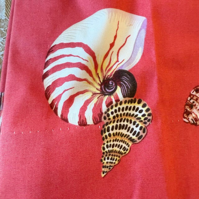 Vintage Terry Knipschild Shell Print Pinch-Pleat Drapery Panels, a Set of 4 For Sale - Image 4 of 9