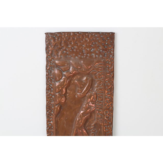 Mexican Mid Century Folk Art Copper Repoussé Wall Plaque Mexican Sombrero Figure For Sale - Image 3 of 12