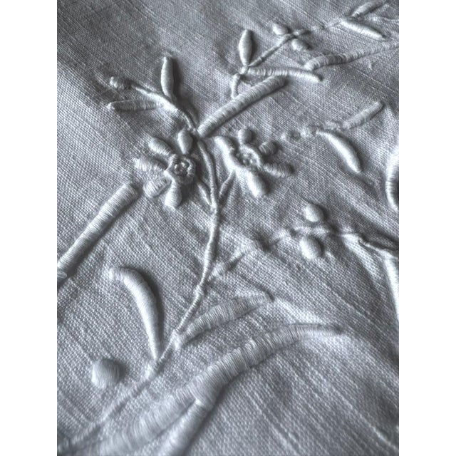 Early 21st Century Antique French Cotton Linen Sheet, Cs Floral Monogram, Circa 1900 For Sale - Image 5 of 11