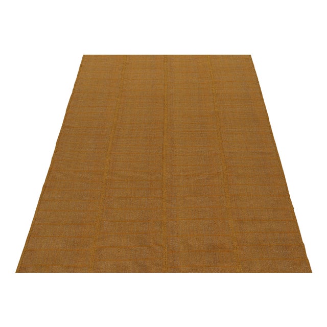 Contemporary Rug & Kilim’s Modern Kilim Rug With Textural Stripes in Gold and Orange Tones For Sale - Image 3 of 7