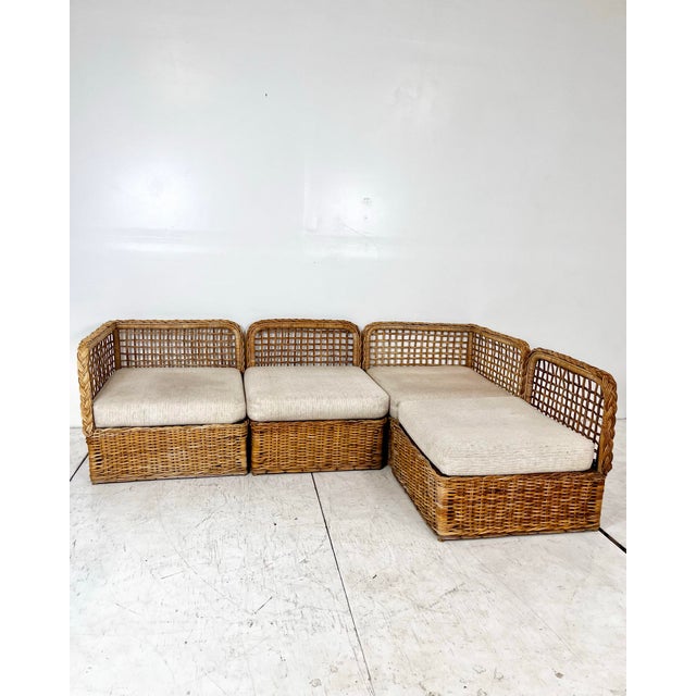 Vintage Woven Rattan Sectional Sofa For Sale - Image 4 of 12