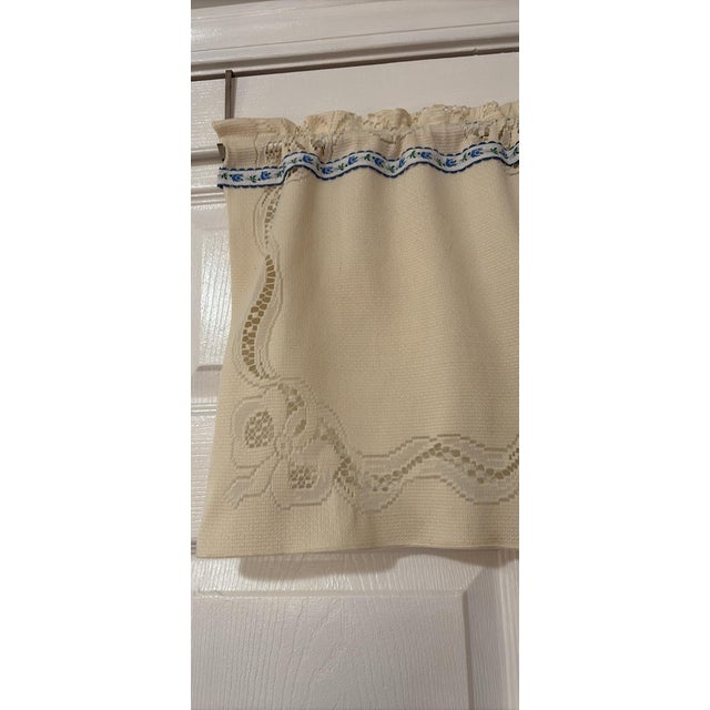 French Country Beige Bistro Curtains 15x15 Set of 2 Panels For Sale - Image 3 of 6