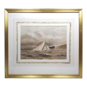 The Clyde Sailing Yacht "Ina," 1888 Chromolithograph of the Watercolor by Henry Shields