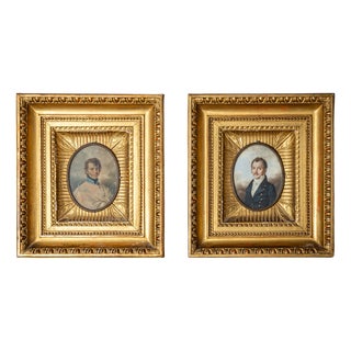 Portraits of Gentlemen, 19th Century, Painting, Set of 2 For Sale