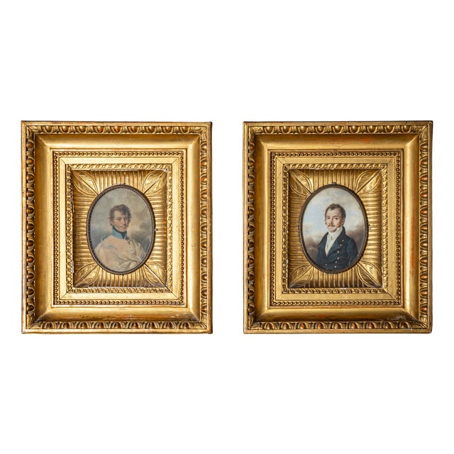 Portraits of Gentlemen, 19th Century, Painting, Set of 2 For Sale