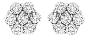 14K White Gold 1/2 cttw Round-Cut Diamond Floral Stud Earrings (I-J Color, SI2-I1 Clarity)