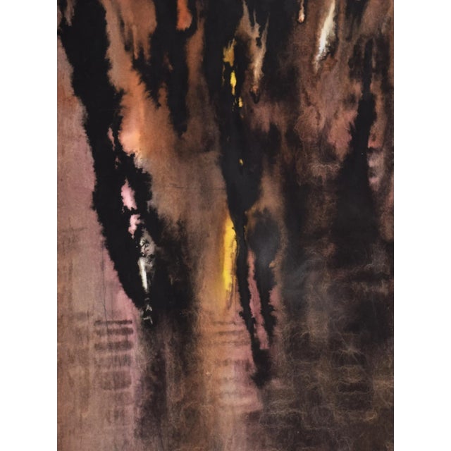 Large Vintage Mid Century Abstract Expressionist Watercolor Painting by Gene Hutner For Sale - Image 4 of 7