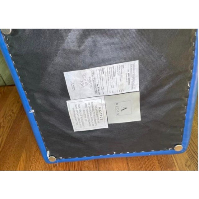 A. Rudin Custom A. Rudin Blue Leather Minimalist Cube Ottoman For Sale - Image 4 of 7