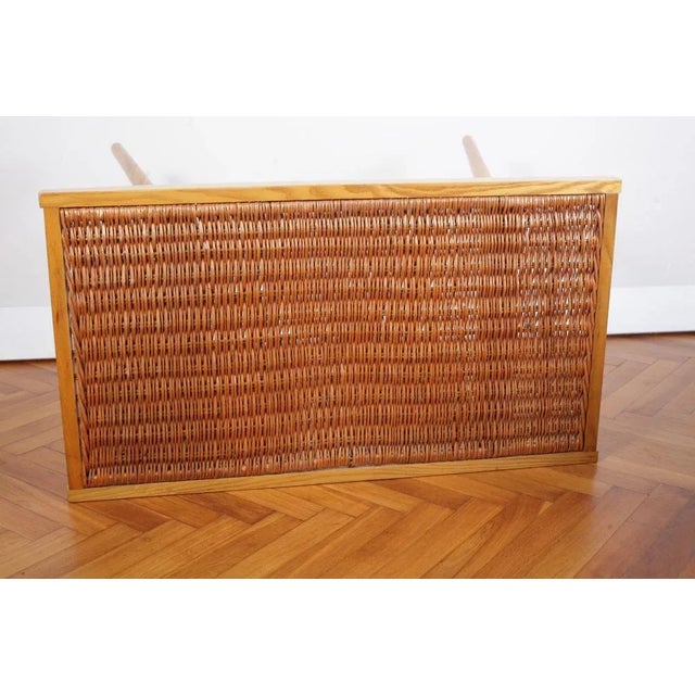 Mid-Century Ash and Wickerwork Side Table and Stool from Uluv, 1960s, Set of 2 For Sale - Image 6 of 18