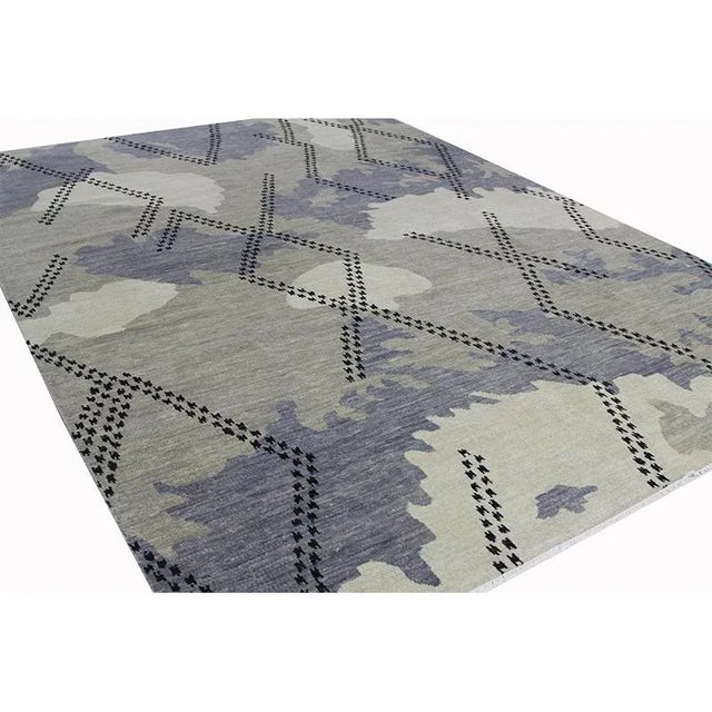 2010s Handwoven Modern Abstract Area Rug 9'1" X 12'3" For Sale - Image 5 of 11