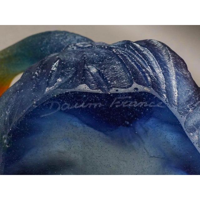 Blue Mid 20th Century Daum France Signed Pate De Verre Fish Koi Art Glass Bowl Trinket Dish For Sale - Image 8 of 9