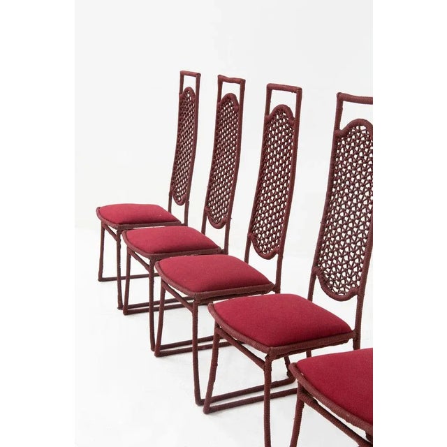 Red Rope Chairs by Marzio Cecchi for Hotel Garda Lake, 1970s, Set of 6 For Sale - Image 9 of 11