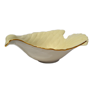 1980s Lenox Dove Collection Open Candy Dish Fine Bone Ceramic Porcelain Gold Trim