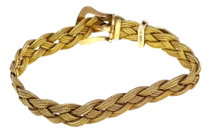 14k Yellow Gold Braided Belt-Style Bracelet