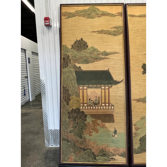 Large Chinese Paintings on Rice Paper Mounted on Wood - A Pair For Sale - Image 12 of 13