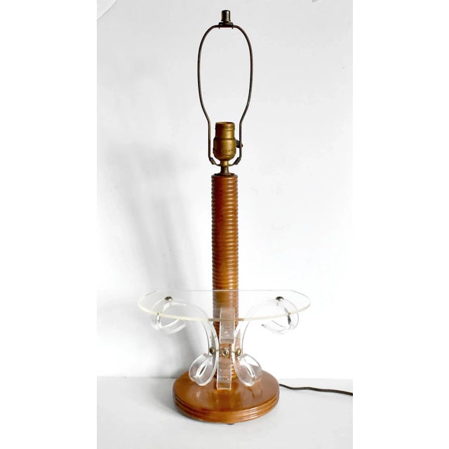 Mid-Century Modern Wood & Acrylic Shelf Table Lamp For Sale - Image 10 of 11
