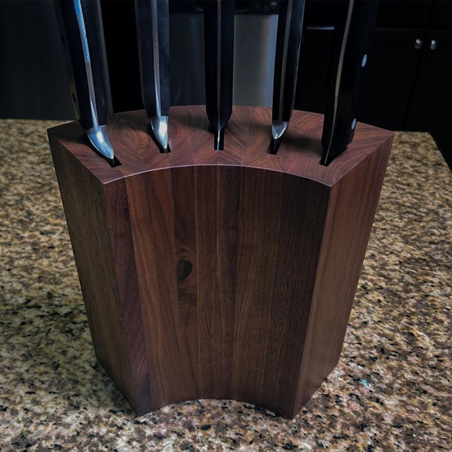 Roundabout — Sculptural Mid-Century Walnut Knife Block Handcrafted one at a time from solid American black walnut,...