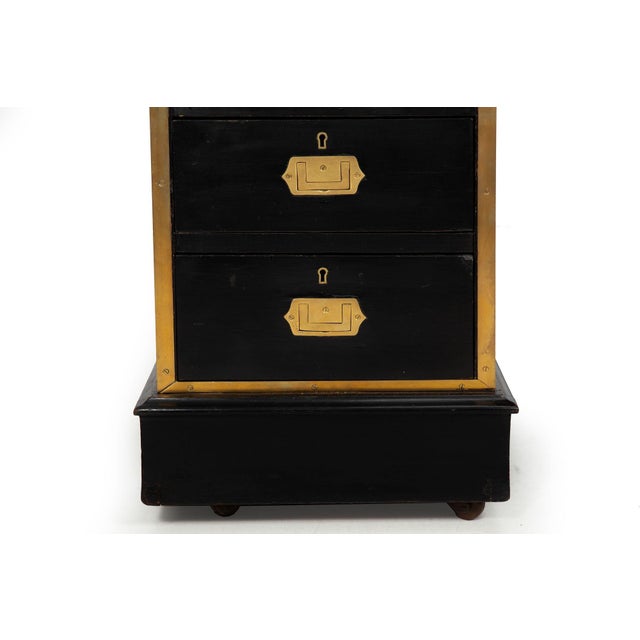 Antique Campaign Ebonized Pedestal Desk, 19th Century For Sale - Image 12 of 18