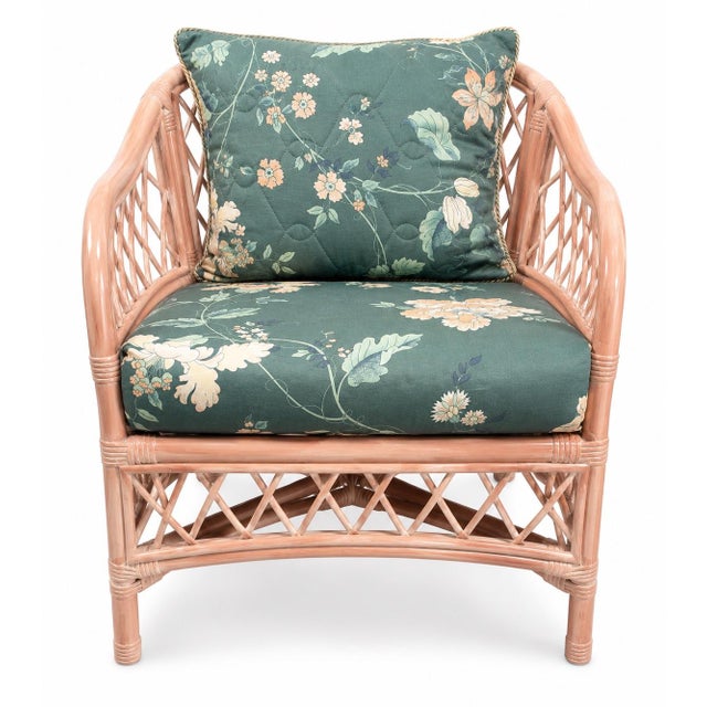 1970s Pair of Vintage Henry Link Pink Wicker Lounge Chairs | Palm Beach Coastal Hollywood Regency For Sale - Image 5 of 7