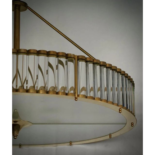 Mid-Century Modern Mid-Century Murano Glass and Brass Chandelier For Sale - Image 3 of 11