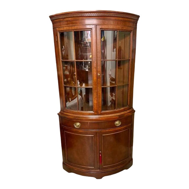Vintage Circa 1950's Georgian Style Mahogany Corner China Cabinet For Sale