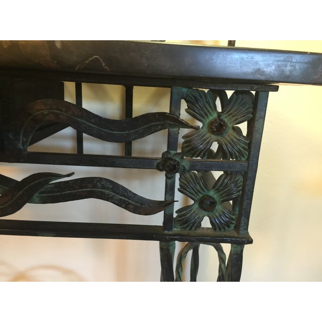 Antique French Art Nouveau (Circa 1895-1910)Wrought Iron Hall Console With Mirror Attributed to Edgar Brandt For Sale - Image 6 of 12