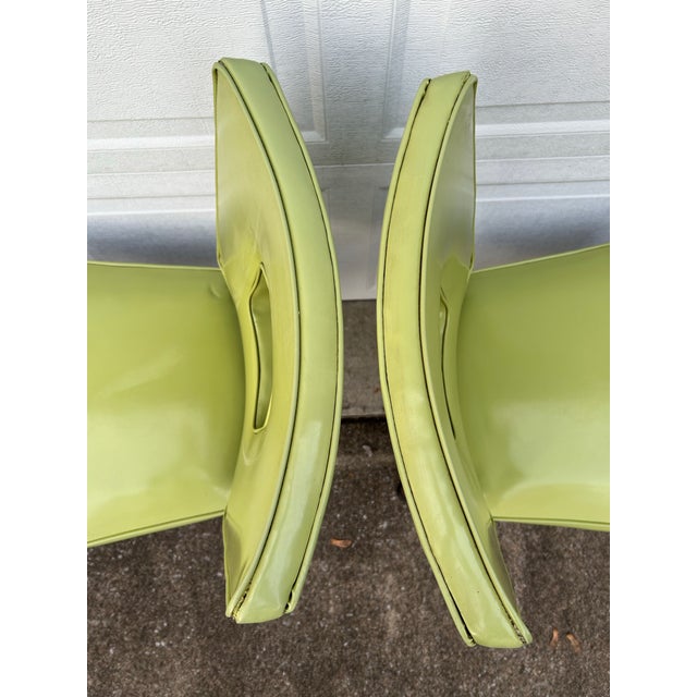 Late 20th Century Woodard Black Iron Lime Green Dining/Patio Chairs - Set of 4 For Sale - Image 10 of 12