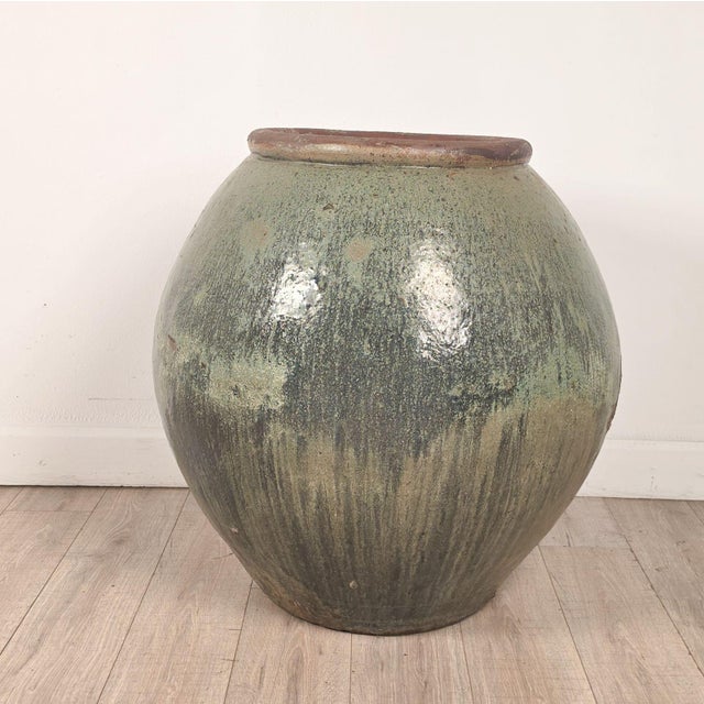 Chinese Massive Celadon Glazed Chinese Pot 35" H. X 33" For Sale - Image 3 of 6