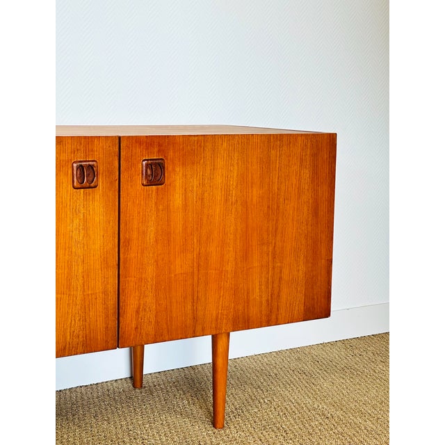 Scandinavian Teak Sideboard with 4 Doors and Tapered Legs, 1960s For Sale - Image 12 of 18