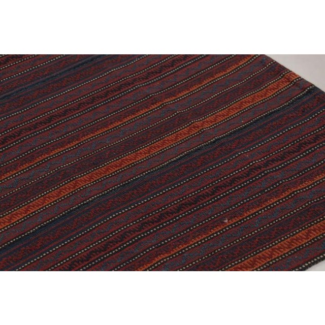 Traditional Vintage Persian Kilim in Red and Blue Stripes With Geometric Motifs - Rug & Kilim For Sale - Image 3 of 10