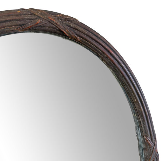 Mid-20th Century Italian Oval Framed Reed and Ribbon Mirror For Sale In Chicago - Image 6 of 9