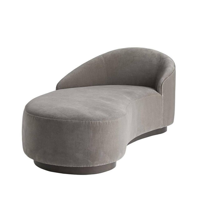 Arteriors Home Arteriors Home Turner Chaise Sharkskin Velvet Grey Ash, Left Arm For Sale - Image 4 of 9