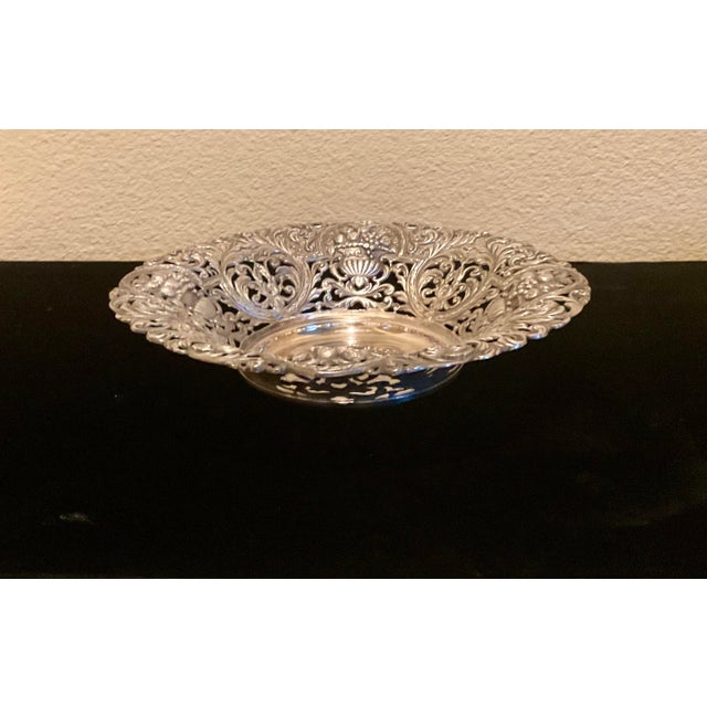 Metal Art Nouveau Silverplated Embossed Bowl For Sale - Image 7 of 10