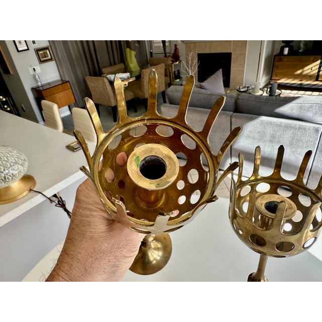 Glass Brass and Glass Hurricane Candles Holders by Bijørn Wiinblad For Sale - Image 7 of 14