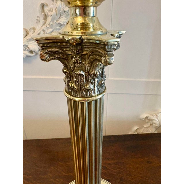 Gold Antique Victorian Brass Oil Lamp, 1880 For Sale - Image 8 of 11