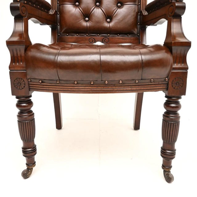 Antique Victorian Library Desk Chair, 1870 For Sale - Image 10 of 11