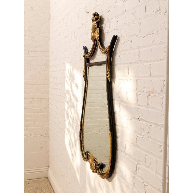 Mid 20th Century Vintage Hollywood Regency Black & Gold Gilt Wall Mirror For Sale - Image 5 of 12