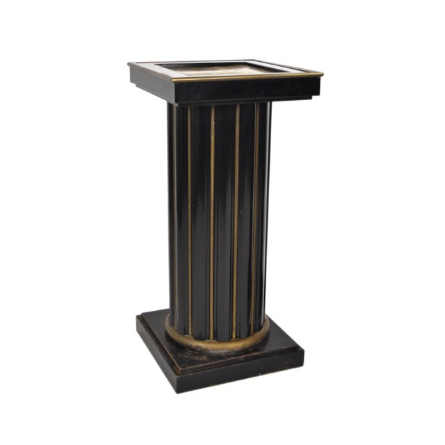 Pair of Mid 20th Century Brass and Black Metal Italian Pedestals For Sale In Chicago - Image 6 of 13