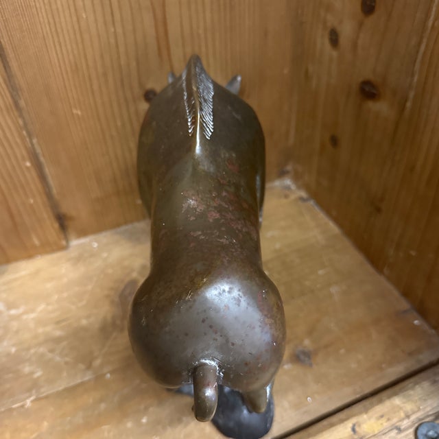 Bronze 1950s Wild Boar Bronze Sculpture Razor Back Boar For Sale - Image 8 of 11