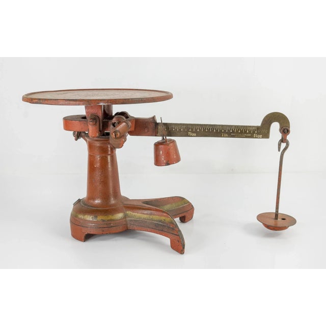 Early 20th Century Early 20th Century Decorative Rustic Red and Gold Painted Fishtail Scale For Sale - Image 5 of 12