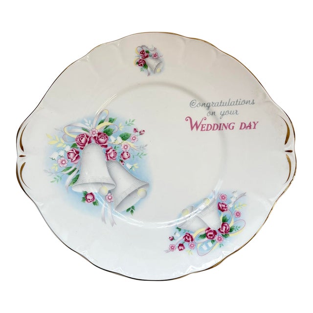 Vintage English Duchess Bone China Wedding Bells & Floral Plate For Sale