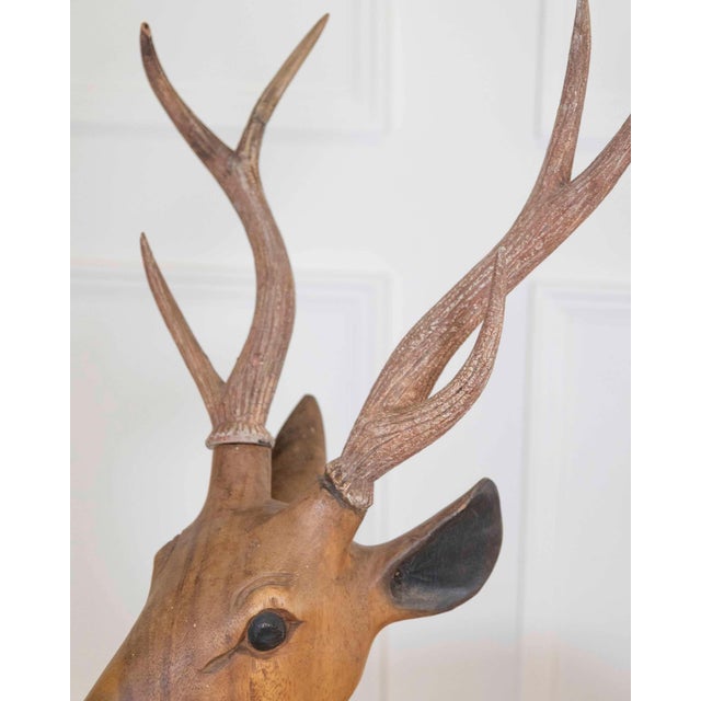 Italian 20th Century Life-Size Walnut Deer Sculpture For Sale In Atlanta - Image 6 of 12