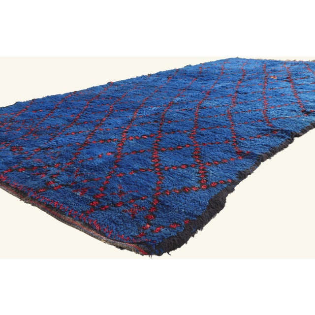 21923 Vintage Beni MGuild Moroccan Rug, 06'02 x 11'09. The Sapphire Blessing: A Vintage Beni M'Guild Moroccan Masterpiece...