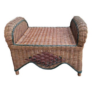 Large Vintage Tommy Bahama Style Wicker Ottoman For Sale