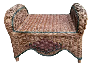 Large Vintage Tommy Bahama Style Wicker Ottoman