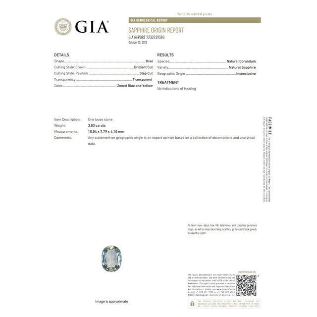 Metal Mid 20th Century Gia 3.03 Carat No Heat Sapphire Diamond 18k Yellow Gold Ring, Size 6.5 For Sale - Image 7 of 7