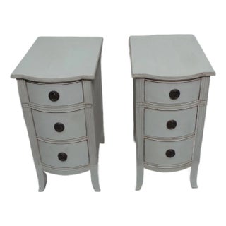 Gustavian Style Nightstands Barrel Front For Sale