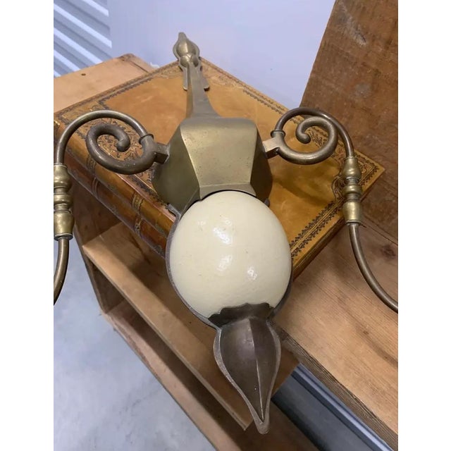 1970s 1970s Chapman Brass & Faux Ostrich Egg Sconces - a Pair For Sale - Image 5 of 10