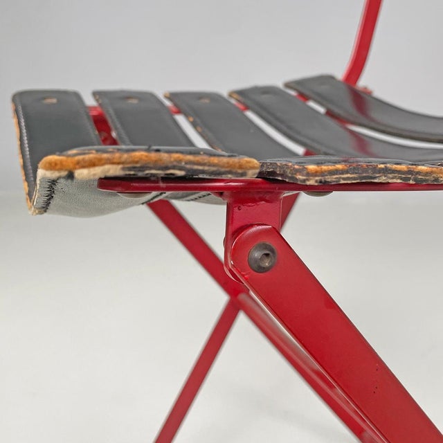 Modern Italian Red Black Celestina Folding Chair by Marco Zanuso for Zanotta, 1970s For Sale - Image 11 of 18
