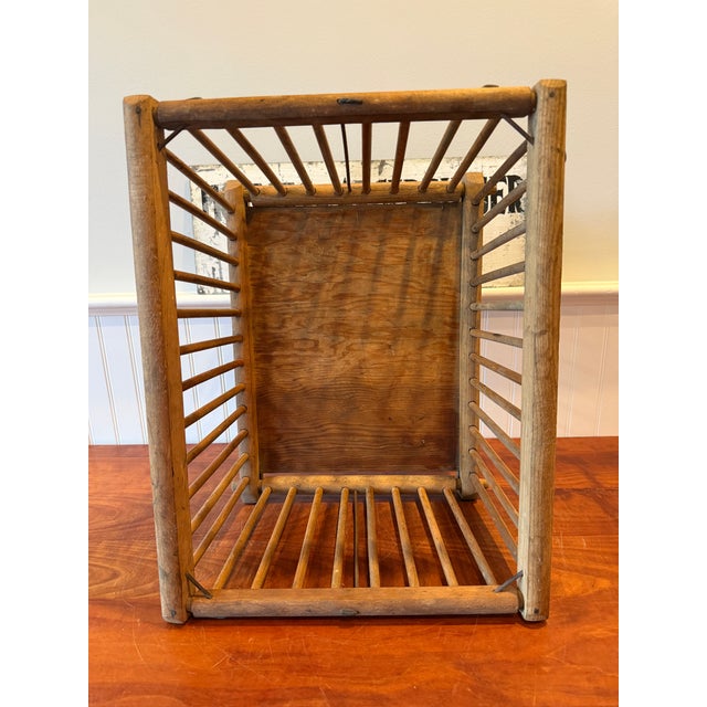 Brown Antique Hudson Delivery Crate by Rugg Manufacturing Co. – Wooden Grocery Basket With Original Advertising, C. 1910–1930 For Sale - Image 8 of 14